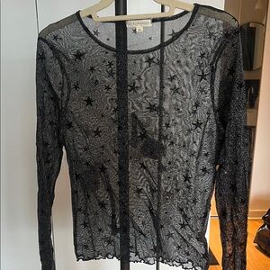 La Hearts Black Sheer Star Blouse